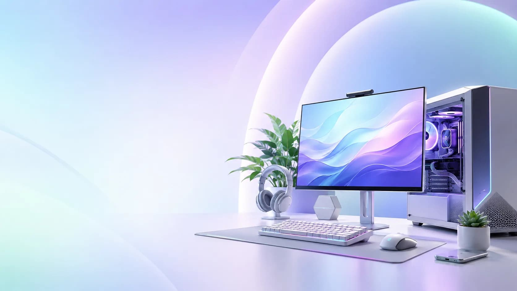 Bộ máy tính để bàn với màn hình, bàn phím và case PC tại MTGS