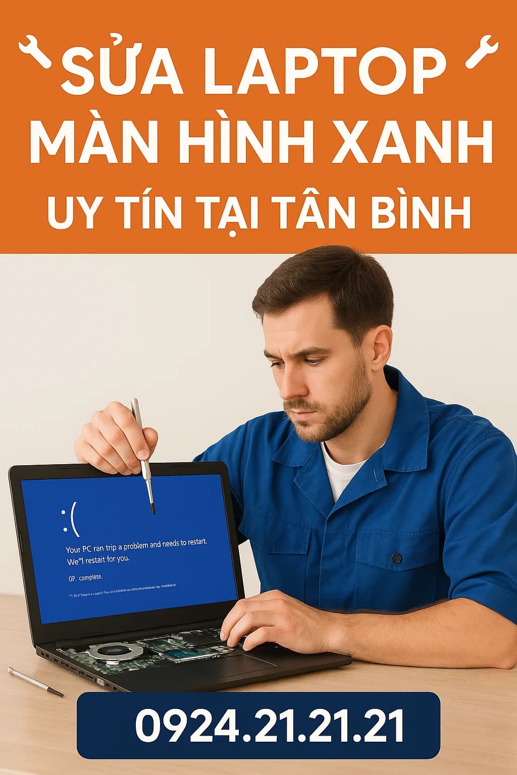 Sửa laptop màn hình xanh uy tín Tân Bình