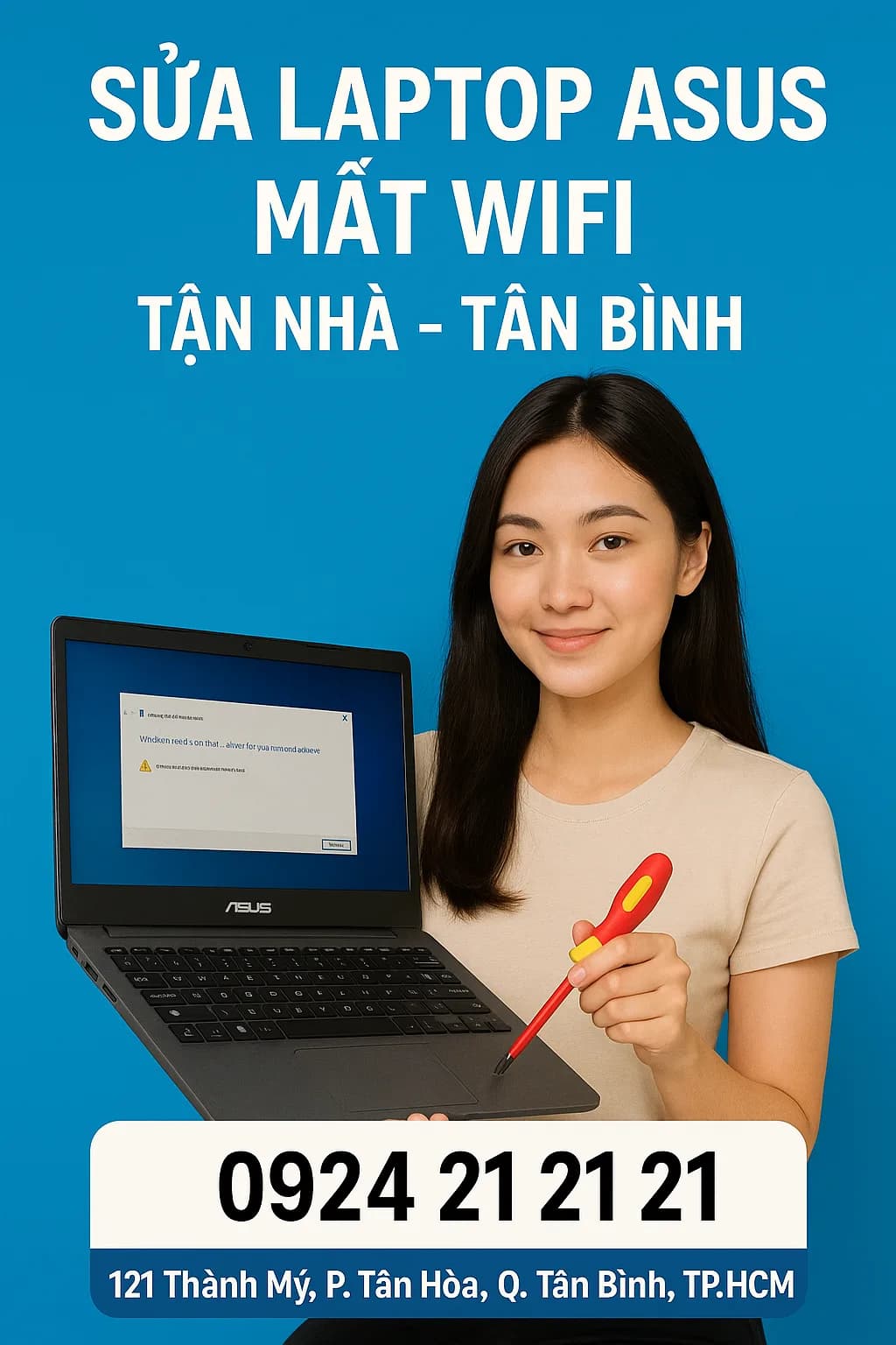 Sửa laptop Asus lỗi driver Wi-Fi tại nhà Tân Bình