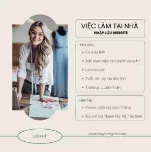 Tuyển nhân viên làm việc part time tại nhà - máy tính giá sỉ