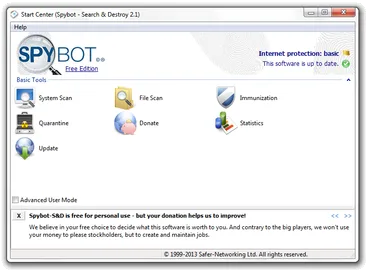- Giao diện spybot search and destroy dùng để kiểm tra spyware trên windows