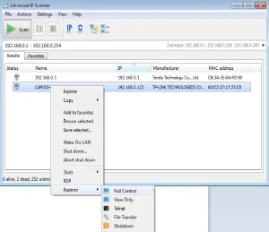Phần mềm quét mạng advanced ip scanner