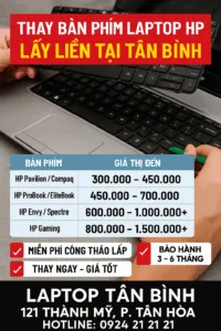 Thay bàn phím laptop hp bao nhiêu tiền ở tân bình-từ 350k